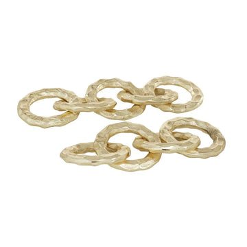 Set de 2 Esculturas Eslabones en Aluminio Acabado Dorado