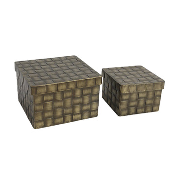 SET 2 CAJAS CUADRADAS DE METAL ANTIK