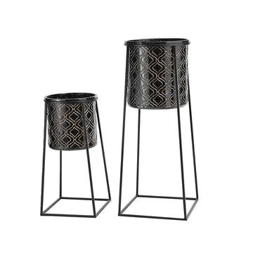 SET 2 MACETAS DIANA EN METAL NEGRO