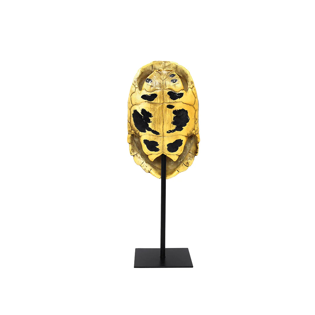ESCULTURA DECORATIVA CAPARAZÓN DE TORTUGA AMARILLO